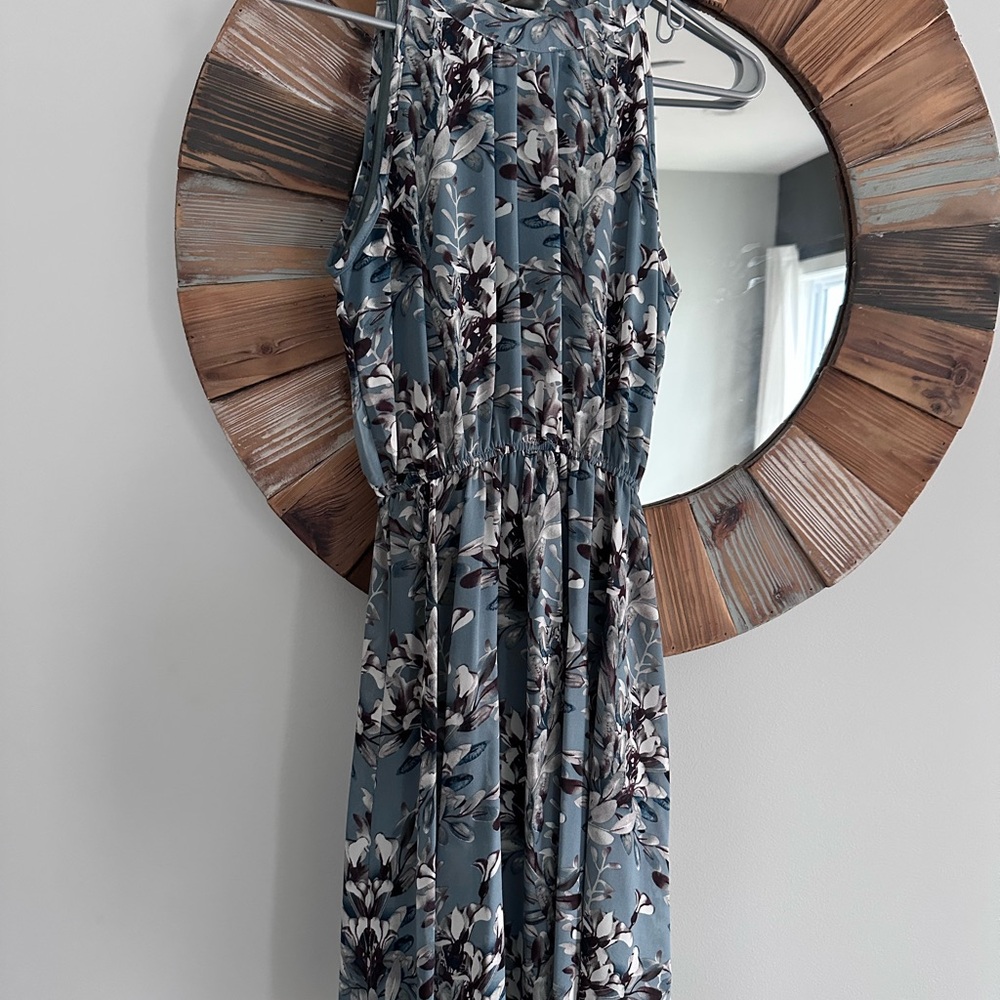 Floral Blue Sleeveless Dress